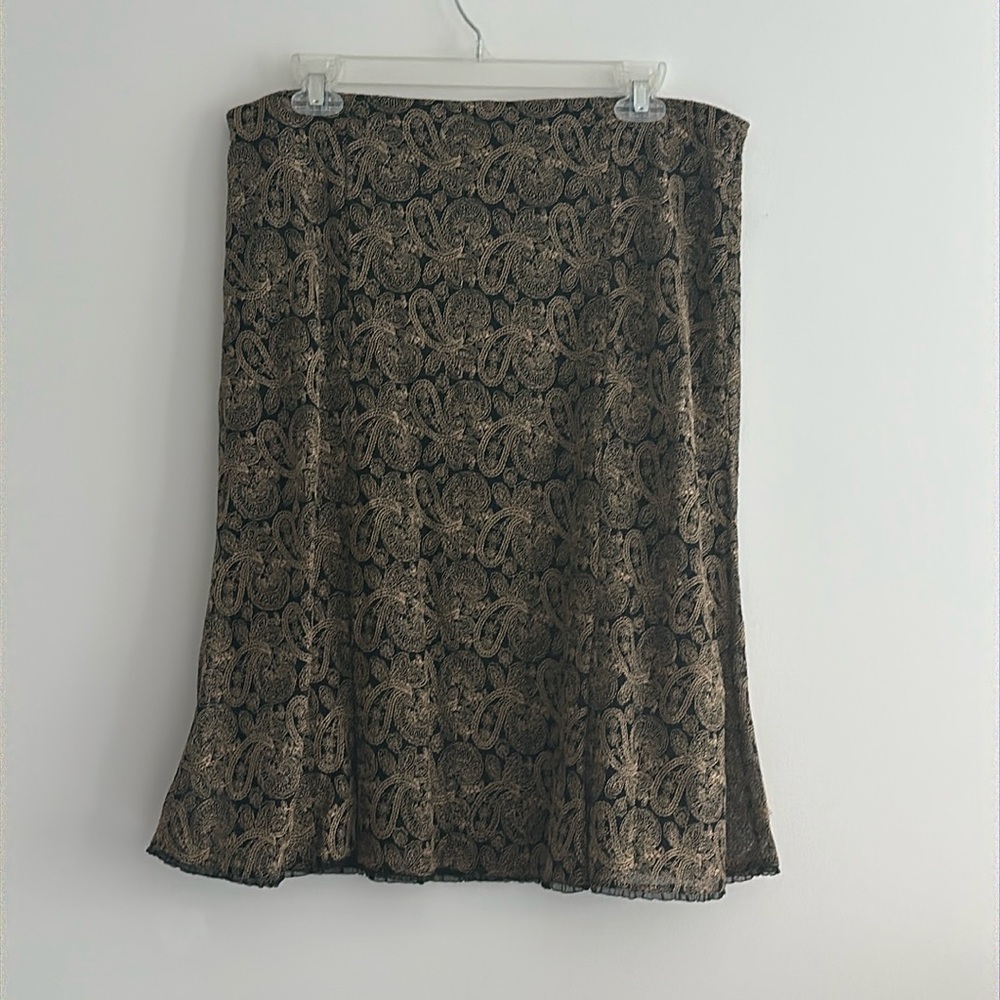EUC / Black and Gold Paisley Skirt / Sigrid Olsen / Size Medium
